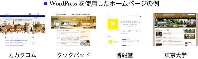 WordPressを使用したホームページの例：カカクコム、クックパッド、博報堂、東京大学